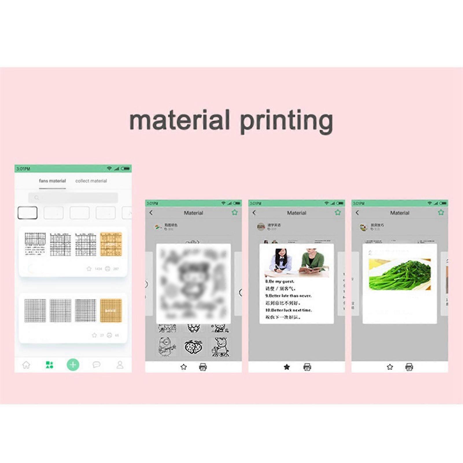 Pocket Printer Cute Bear Cartoon Pattern Lightweight Portable Handheld Printer with Battery White