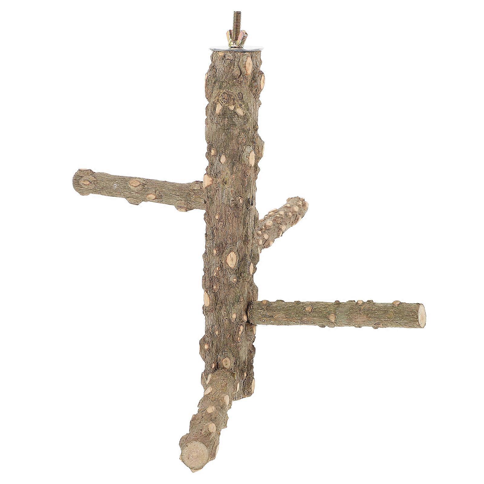 Natural Wooden Bird Perch Stand for Parrots – Durable Claw Grinding Stick Easy to Install for Interactive Play and Activity Space