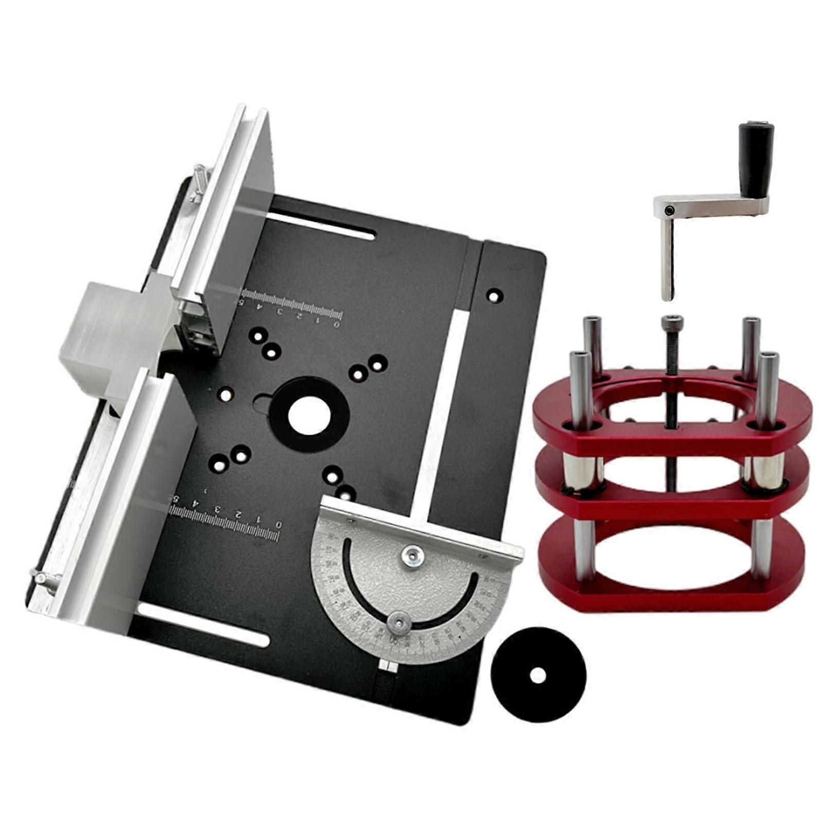 Router Lifting Base Kit, Aluminium Alloy Woodworking Router Table Insert Plate, Adjustable Lifting System for Engraving Tools