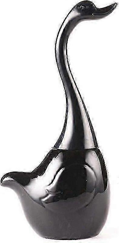 Svaneformet toalettbørstesett WC, toalettbørstedesign toalettbørsteholder og stativ, for bad (svart) hwy