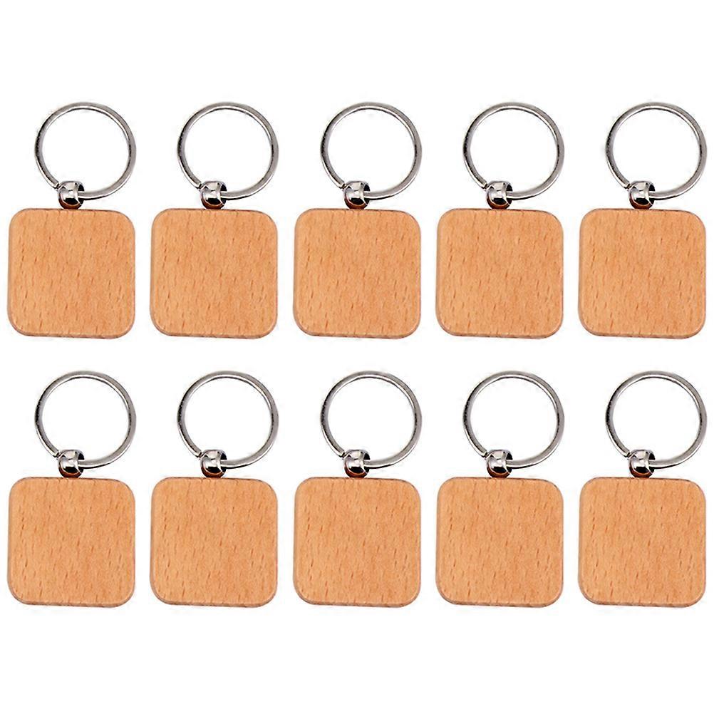 Wood Blanks Keychain Pendant For Key Recognition Rustic Style Beech Wood Material 10x4cm Size Perfect For Birthday 10Pcs