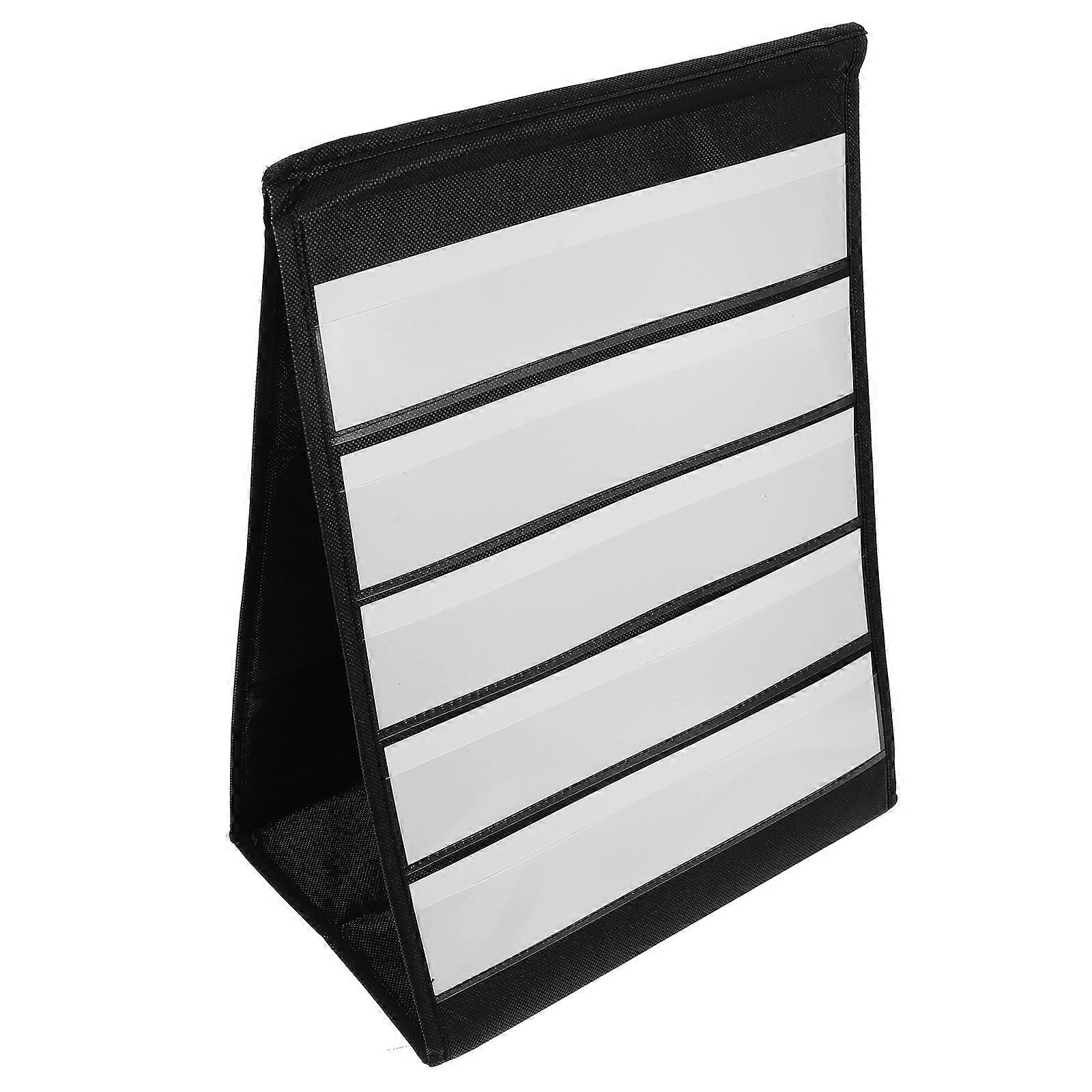 Schedule Pocket Chart For Classroom Triangular Design Greeting Card Rack Oxford Cloth Doublesided 16.9×12.6×7.9in 1 Set