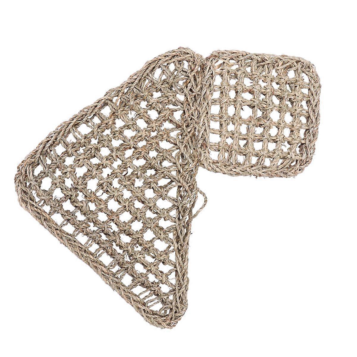 Natural Grass Fibers Hammock Bed with Suction Cups & Flap Ladder for Reptiles – Ideal for Lizards, Anoles, Bearded Dragons, Geckos, and Iguanas –