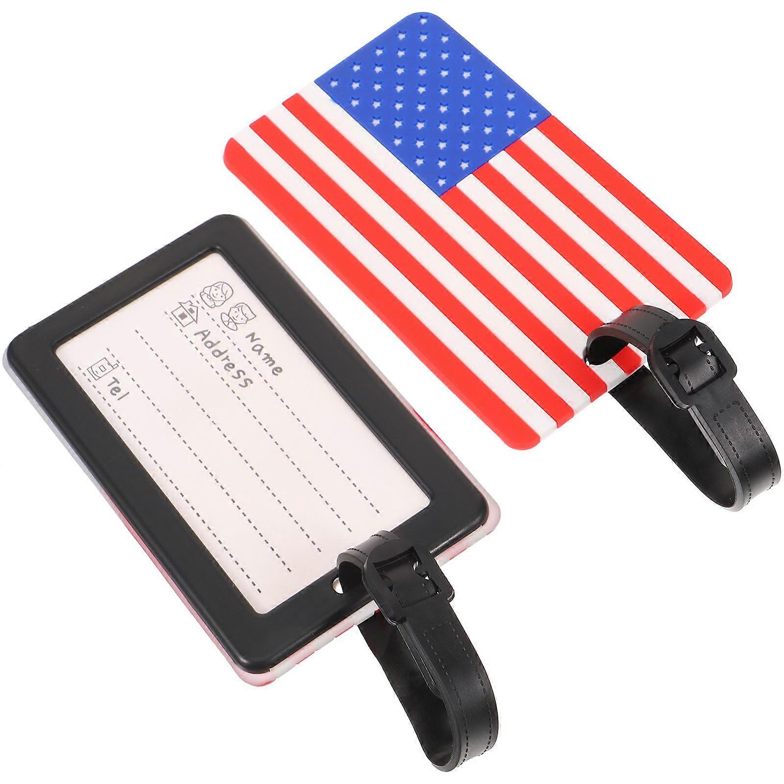 Travel Luggage Tag Name Tag Suitcase Identifier 3D Flag Shape Practical Design Work Card Holder 2Pack