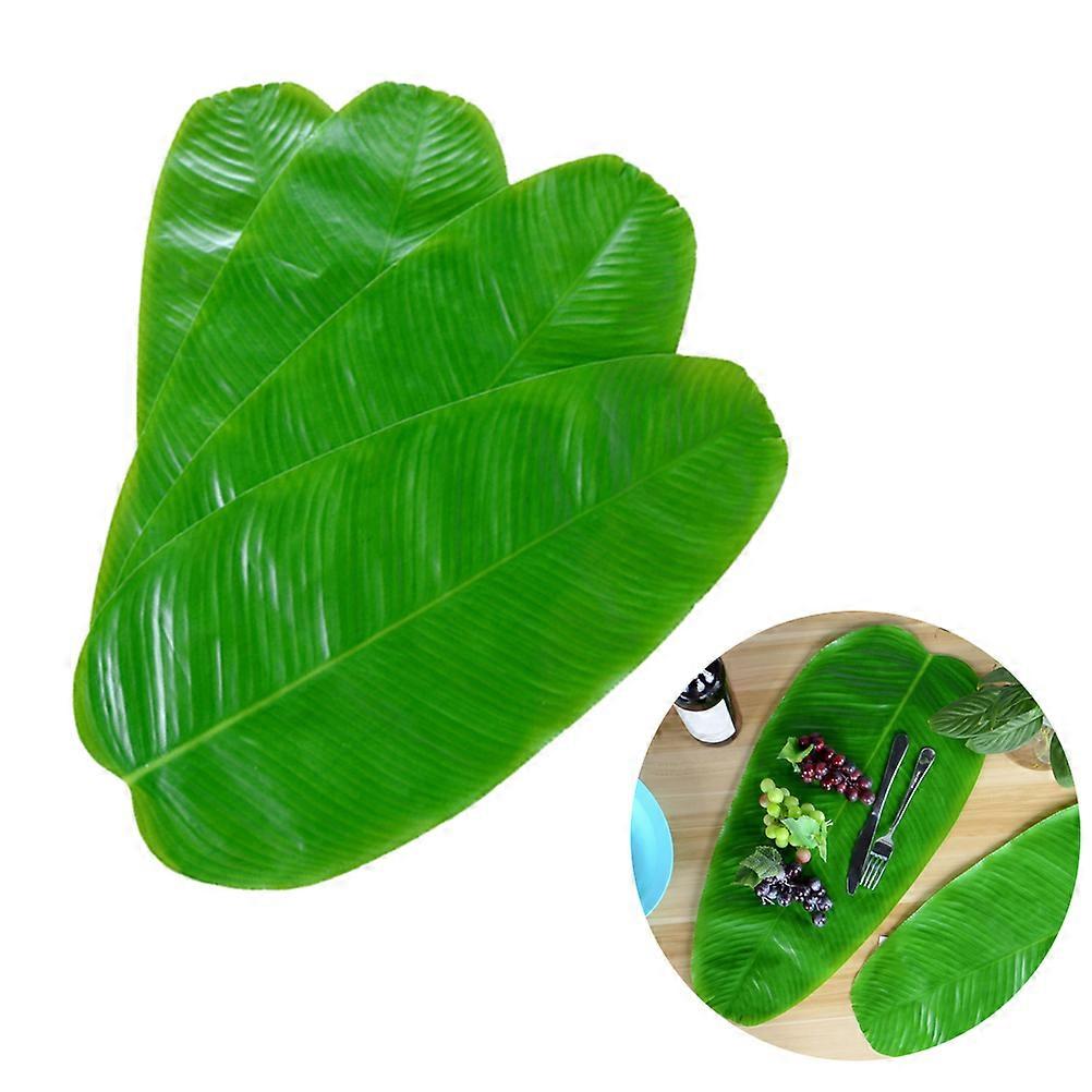 Leaf Shaped Placemats Hawaiian Tropical Party Decorations For Table Luau Artificial Greenery 4Set