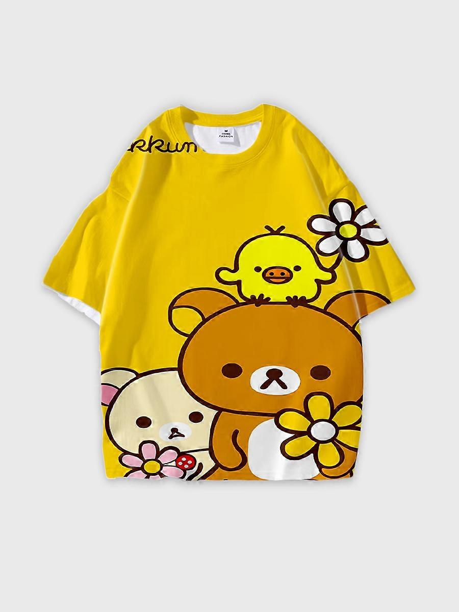 T-shirt girocollo Cartoon Pattern manica corta sciolta D3002