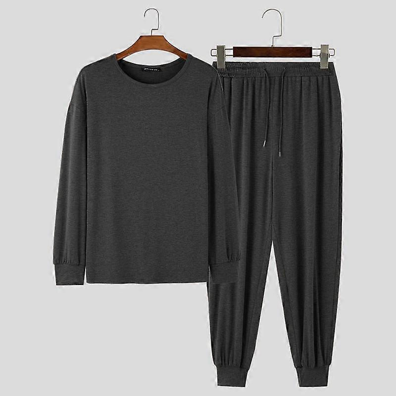 INCERUN Two Pieces Men LongSleeve Homewear Tops Loose Pants Sport Sets
