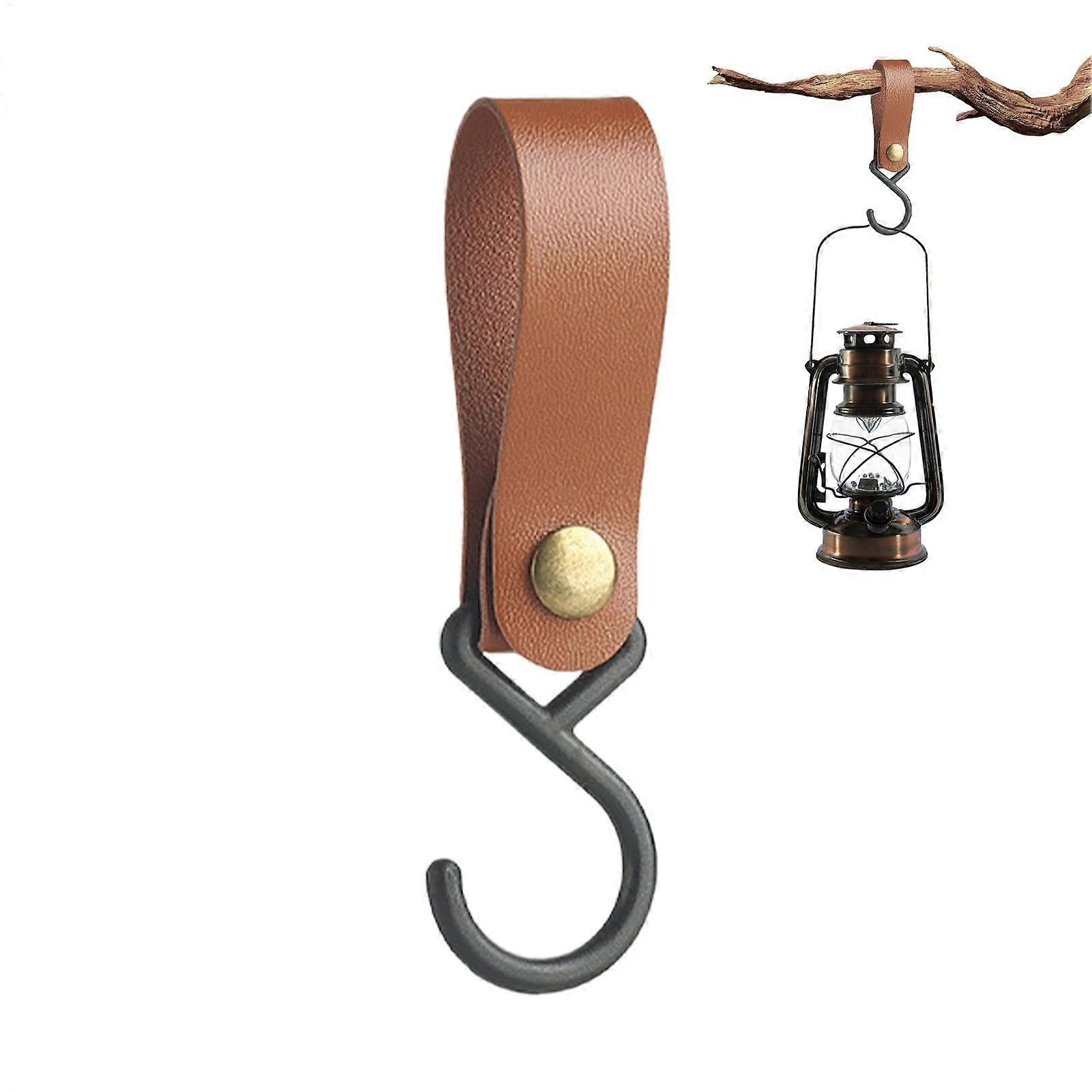 Leather S Hooks for Home Storage, Earthy Yellow Towel Strap Hook, Kitchen and Bathroom Shelf Hooks, Durable Leather Design