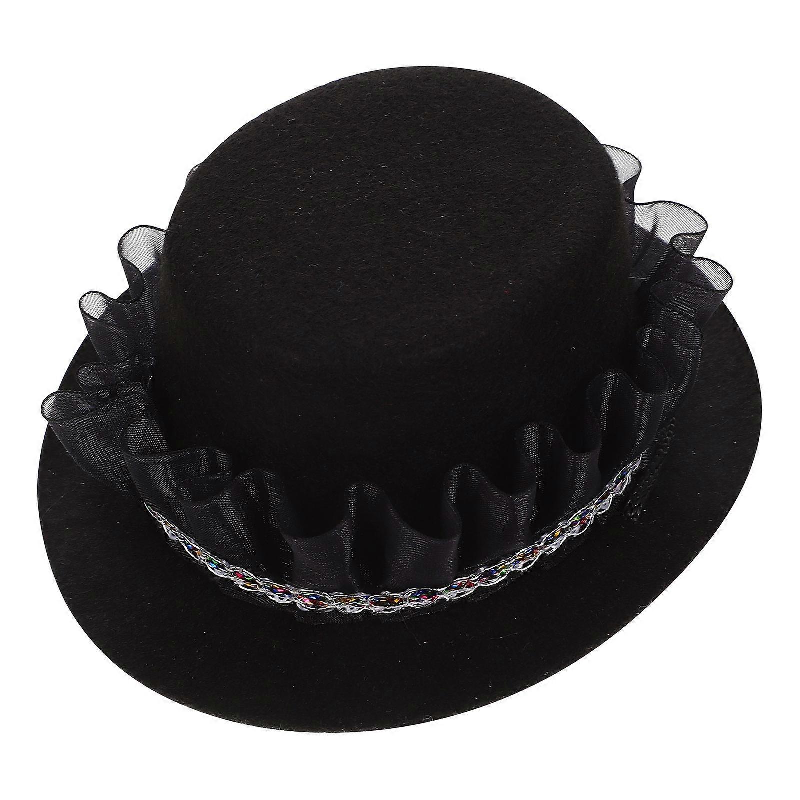 Adorable Black Cloth Pet Hat for Festive Occasions and Everyday Use Adjustable Bowler Style