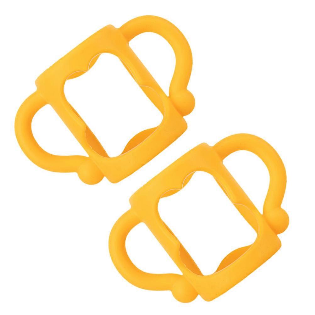 Baby Bottle Handles Universal 2Pcs Non-Slip Silicone Handle Designed For Infants And Babies Orange Comfortable Easy To Clean