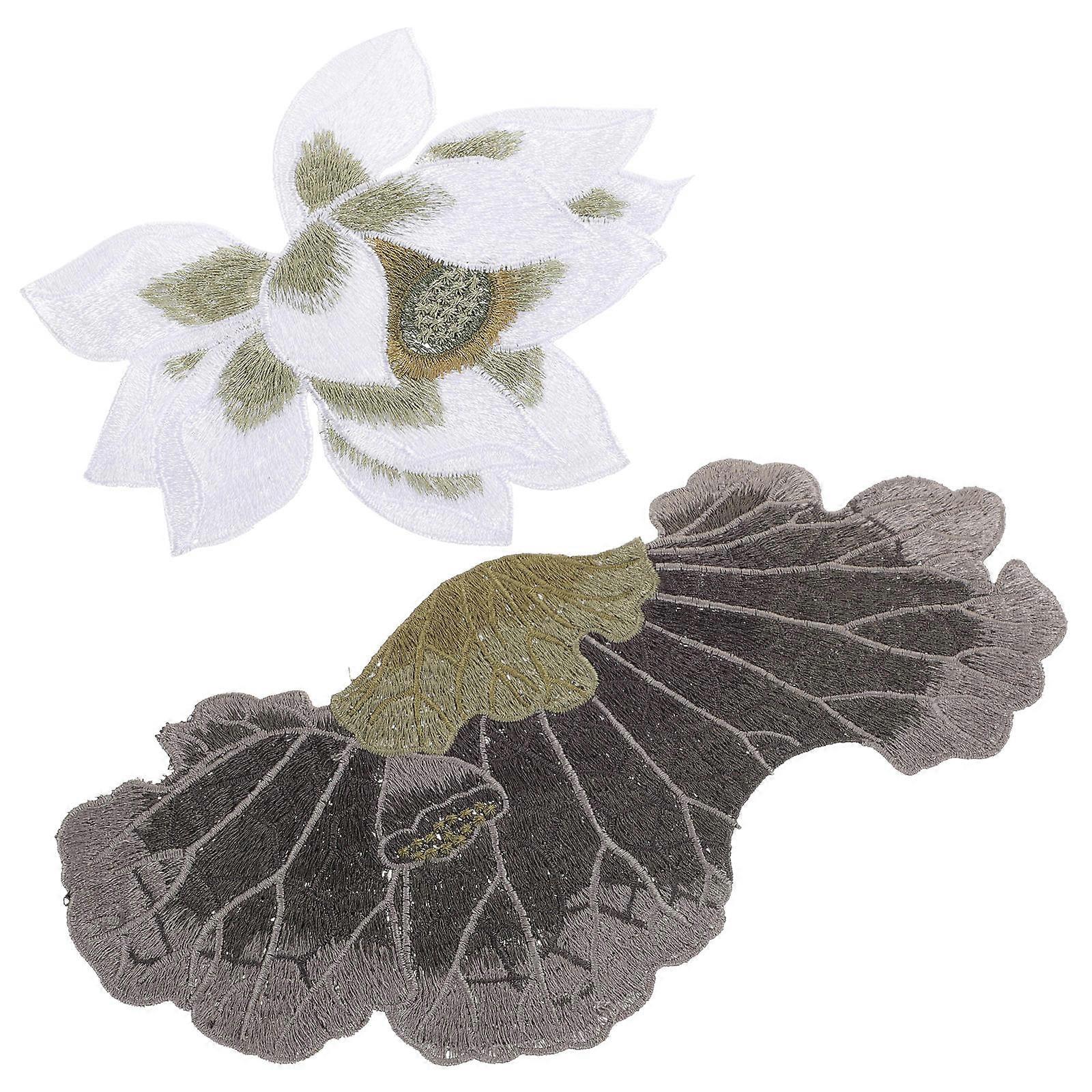 Decorative Flower Iron-On Patches For DIY Projects 27X13.5Cm Multi Color 2Pcs