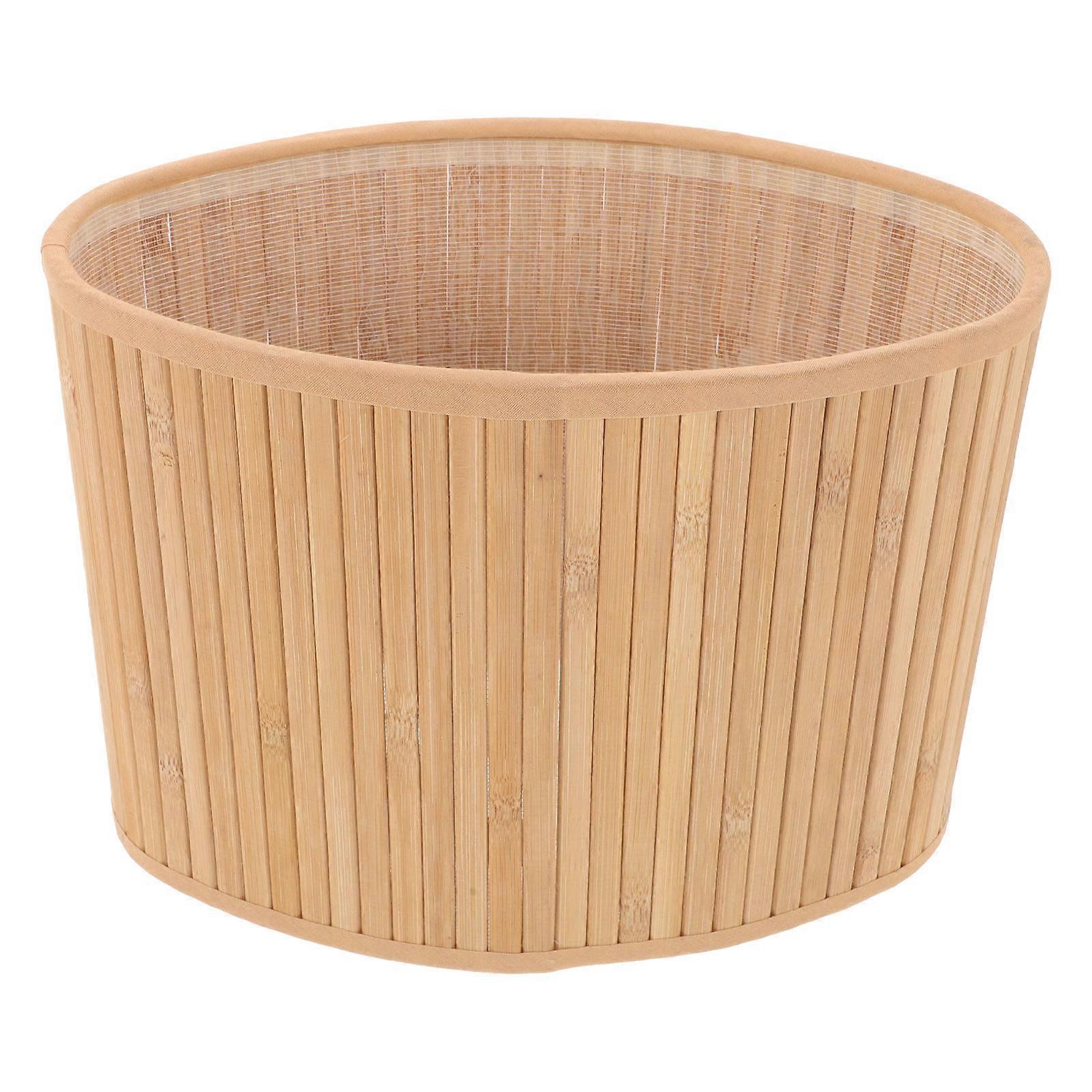 Bamboo Table Lamp Shade with Unique Design and Fabric Lining for Home Use Yellow 10.5x16 Inches