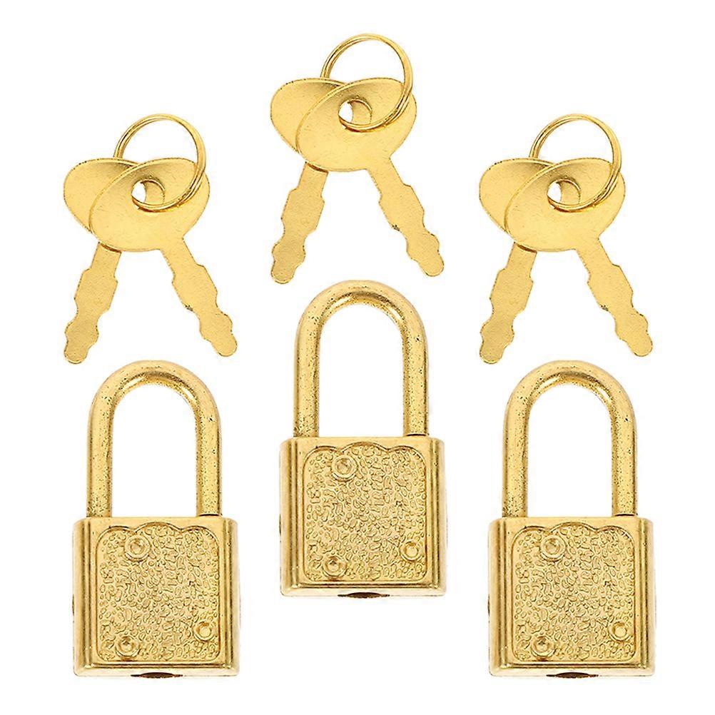 3 Pack Vintage Style Box Padlocks with Keys, Decorative Buckle Latch, Small Locks for Chests, Cabinets, and Jewelry Boxes