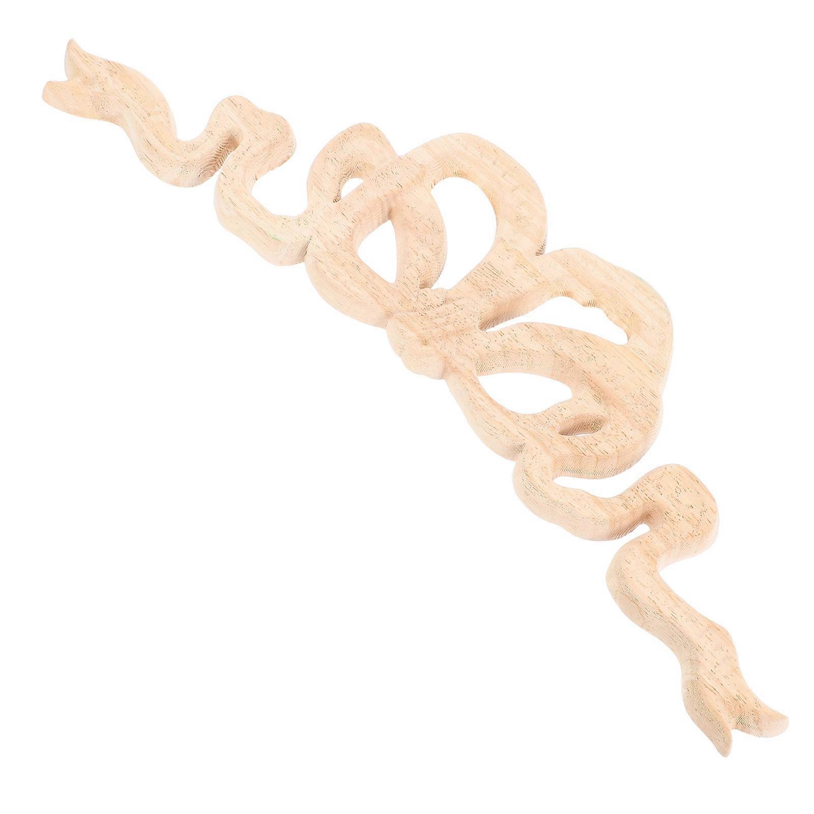 Elegant Beige Wood Carved Applique for Furniture Decoration with Bow Knot Design 6.7 Inches
