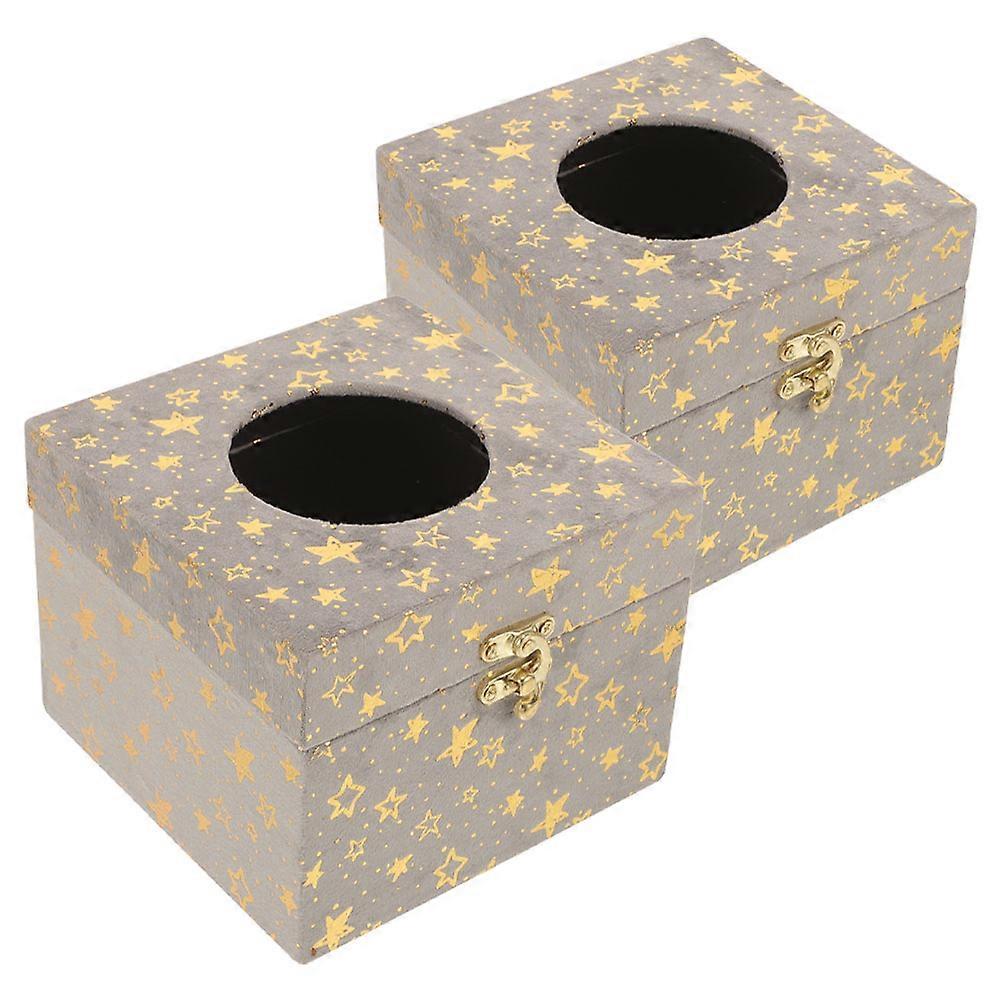 Paper Napkin Box Wooden Tissue Box Holder for Storage Use 2Pcs Dark Grey