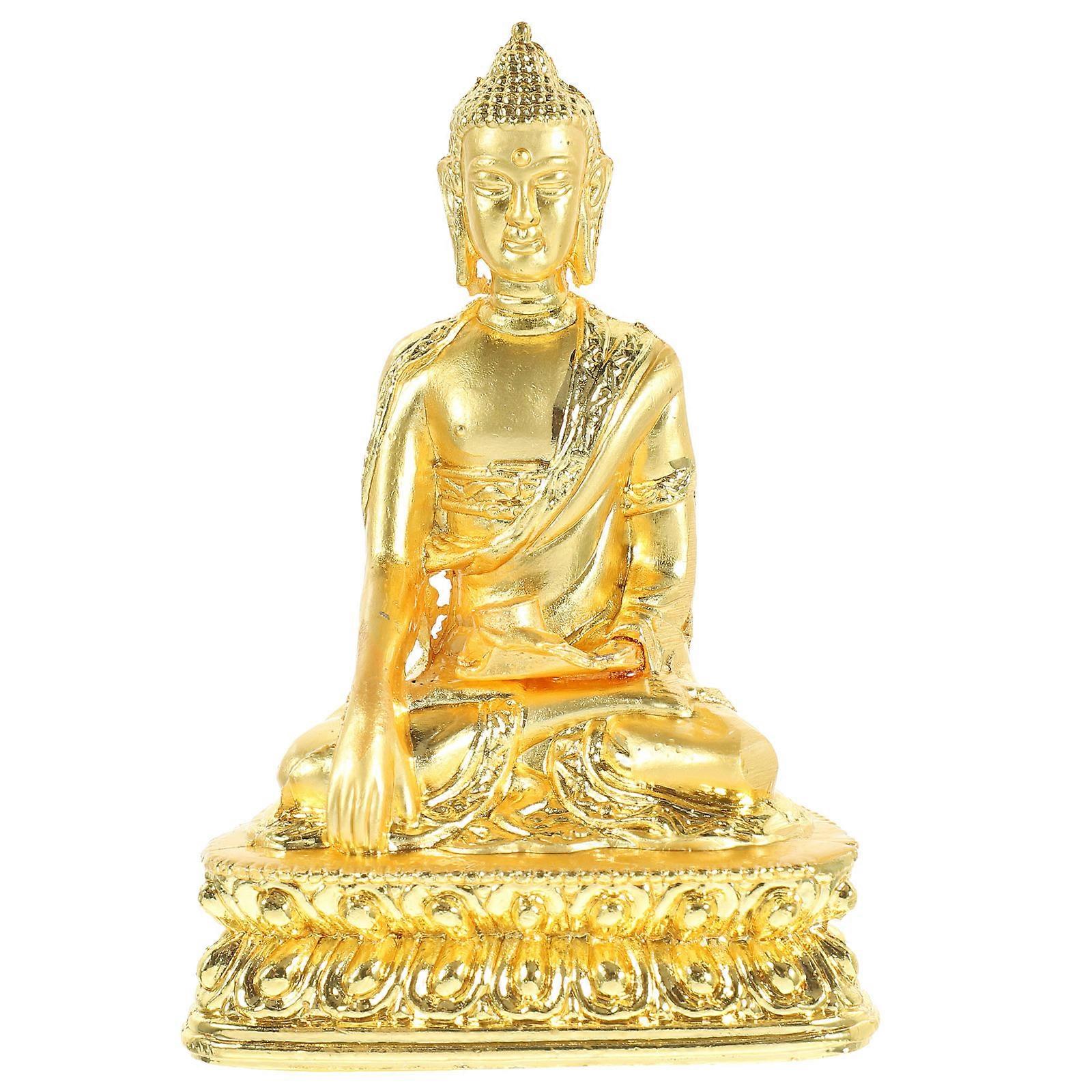 Goldplated Buddha Ornament Copper Alloy Decorative Statue for Home Office Meditation Room 3.9 Inch