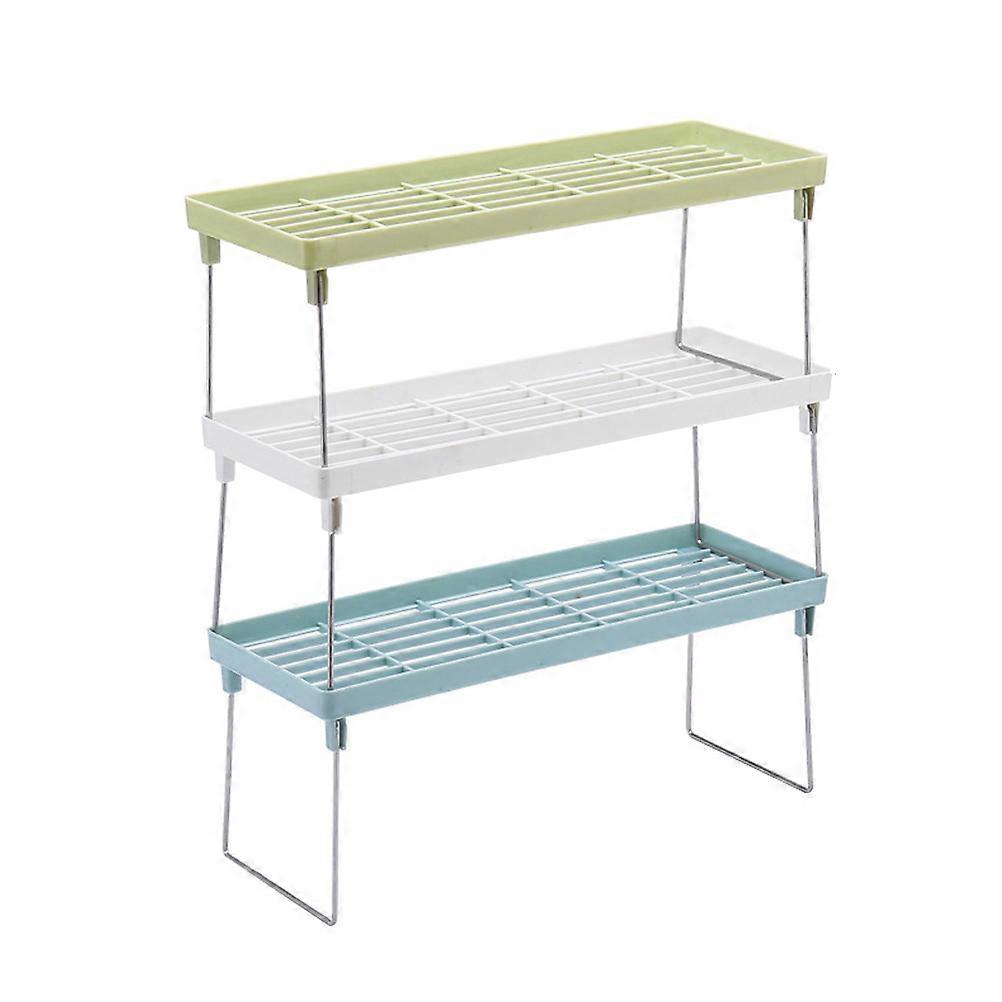 Stackable Kitchen Storage Rack for Spices Made of Stainless Steel and PP 3pcs White Green