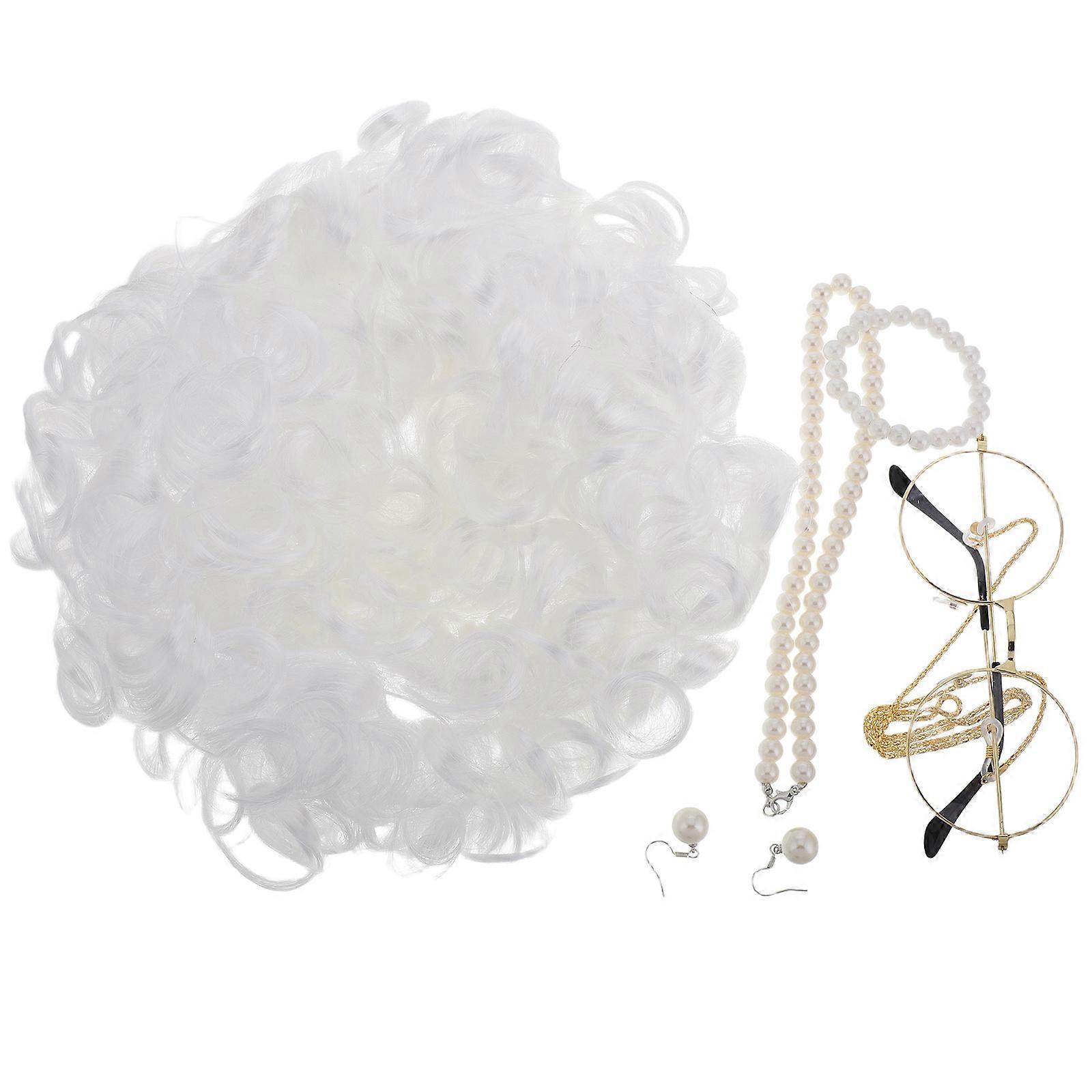 Funny old Lady Costume with Realistic Wig and Accessories for Adults Perfect for Cosplay Parties Size One Size Fits Most
