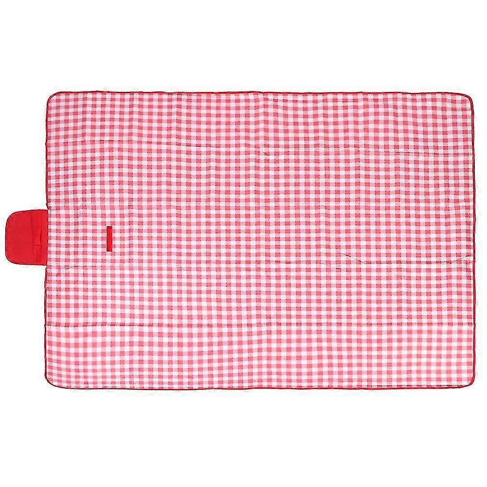 Waterproof Picnic Mat & Blanket with Moisture Proof Design - Large Red & White Grids for Outdoor Camping (195x200cm)