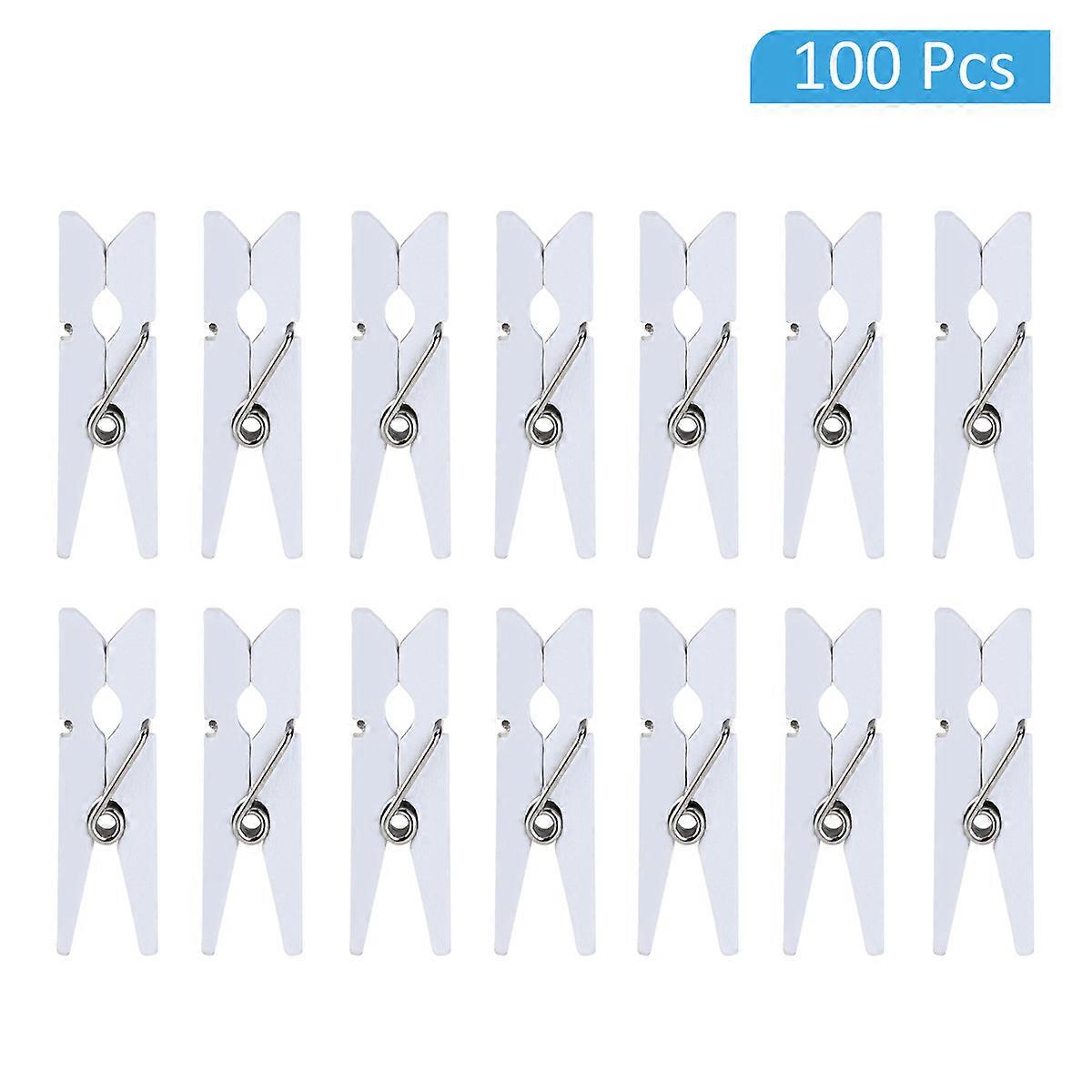 Wooden Clips with Metal Spring for Holding Stuff Perfect for DIY Projects Photo Pins Clothespins 3.5CM x 0.7CM White