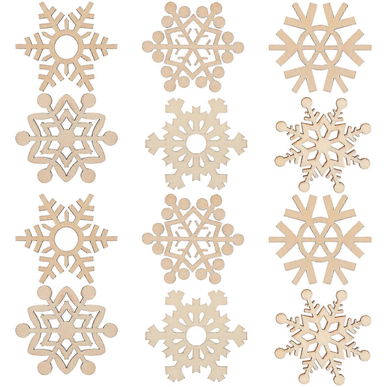 60 Pcs Light Brown Snowflake Hanging Ornaments For Christmas Tree Friends Family Decoration Random Style
