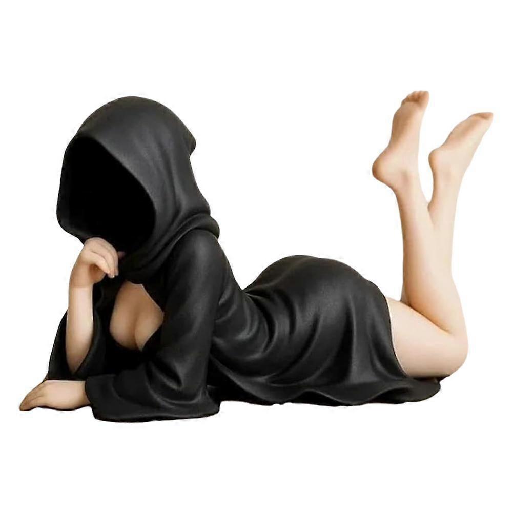 Mysterious Female Sculpture Desktop Ornament Black Robe Queen Bookshelf Figure