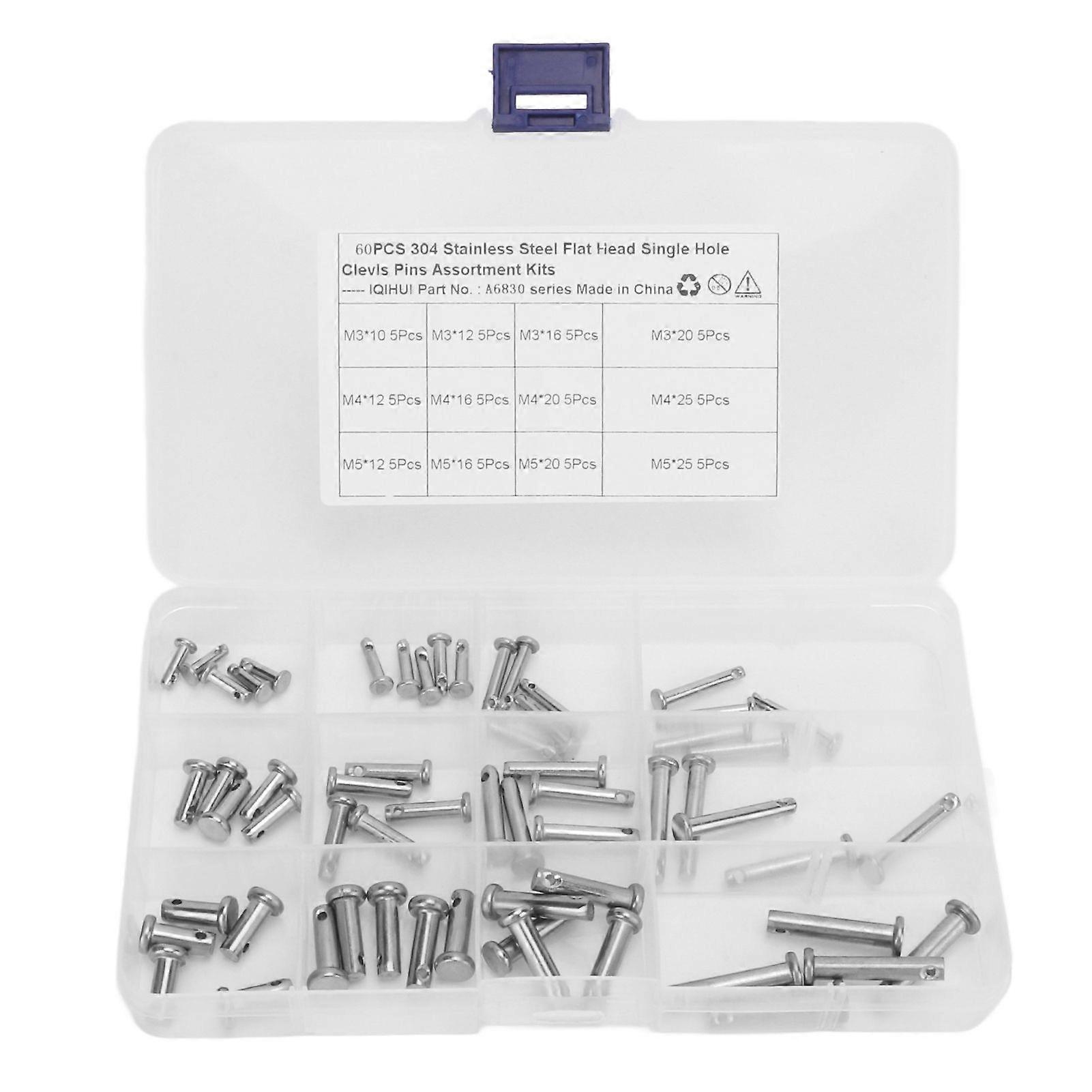Kit perno con testa in acciaio inox per auto 60pz 12 misure