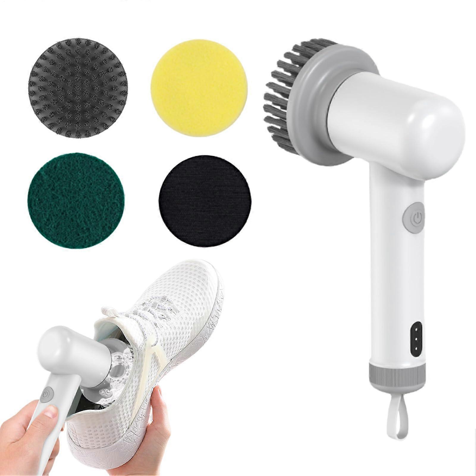 Electric Cleaning Brush Handheld With Rotating Scrubber Function Interchangeable Attachments For Bathroom Shower Cleaning