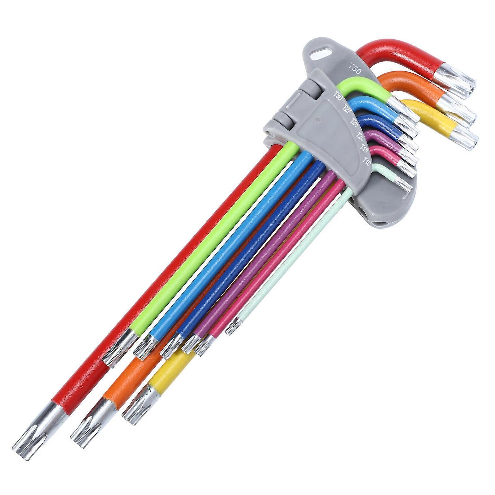 9 Piece Colored Hex Wrench Set for Repair with Chrome-Vanadium Steel Material and Anti-Rust Design