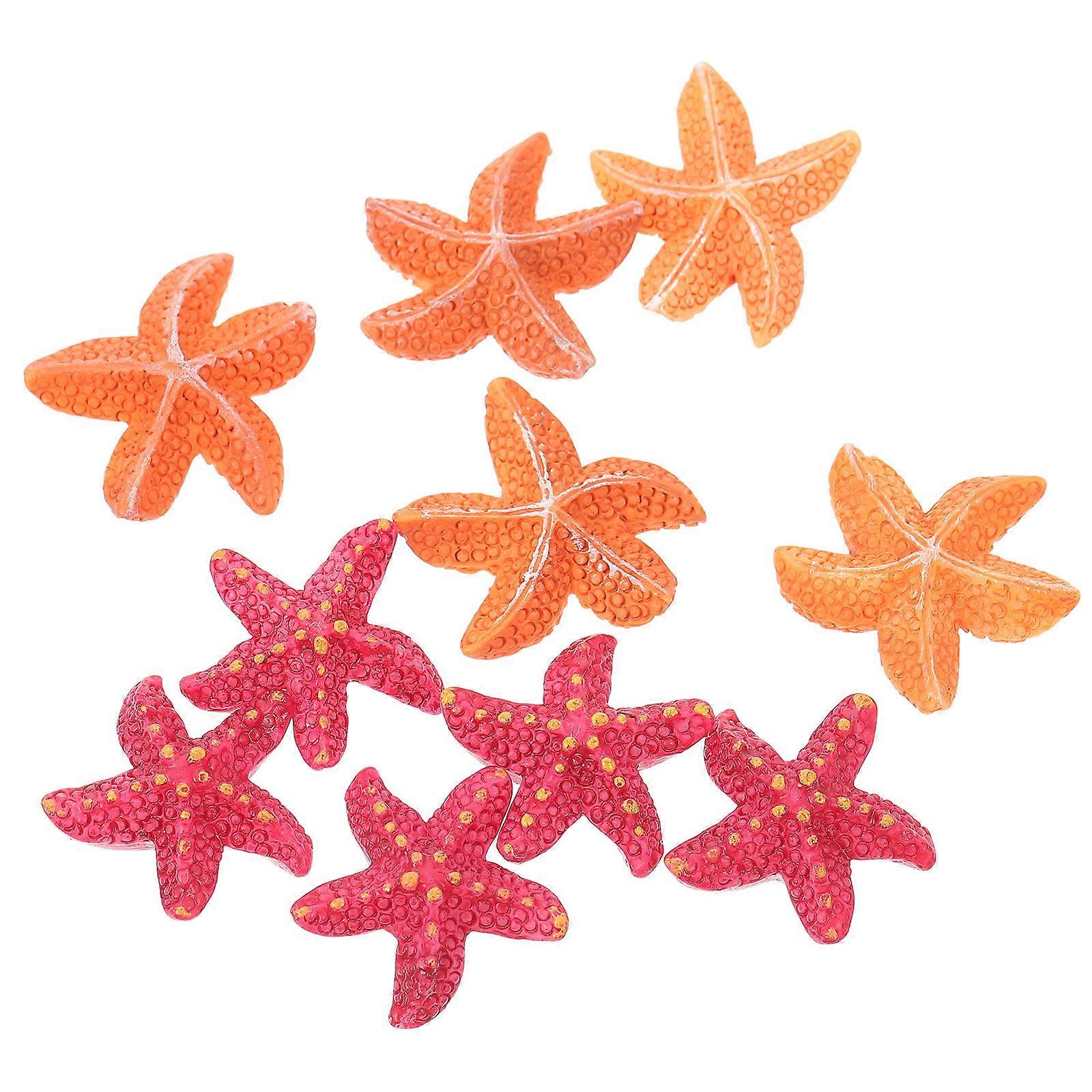 Micro Landscape Resin Sea Star Ornaments for Aquarium, Fish Tank & Reptile Box Decorations – Lifelike Adornments, Red & Yellow