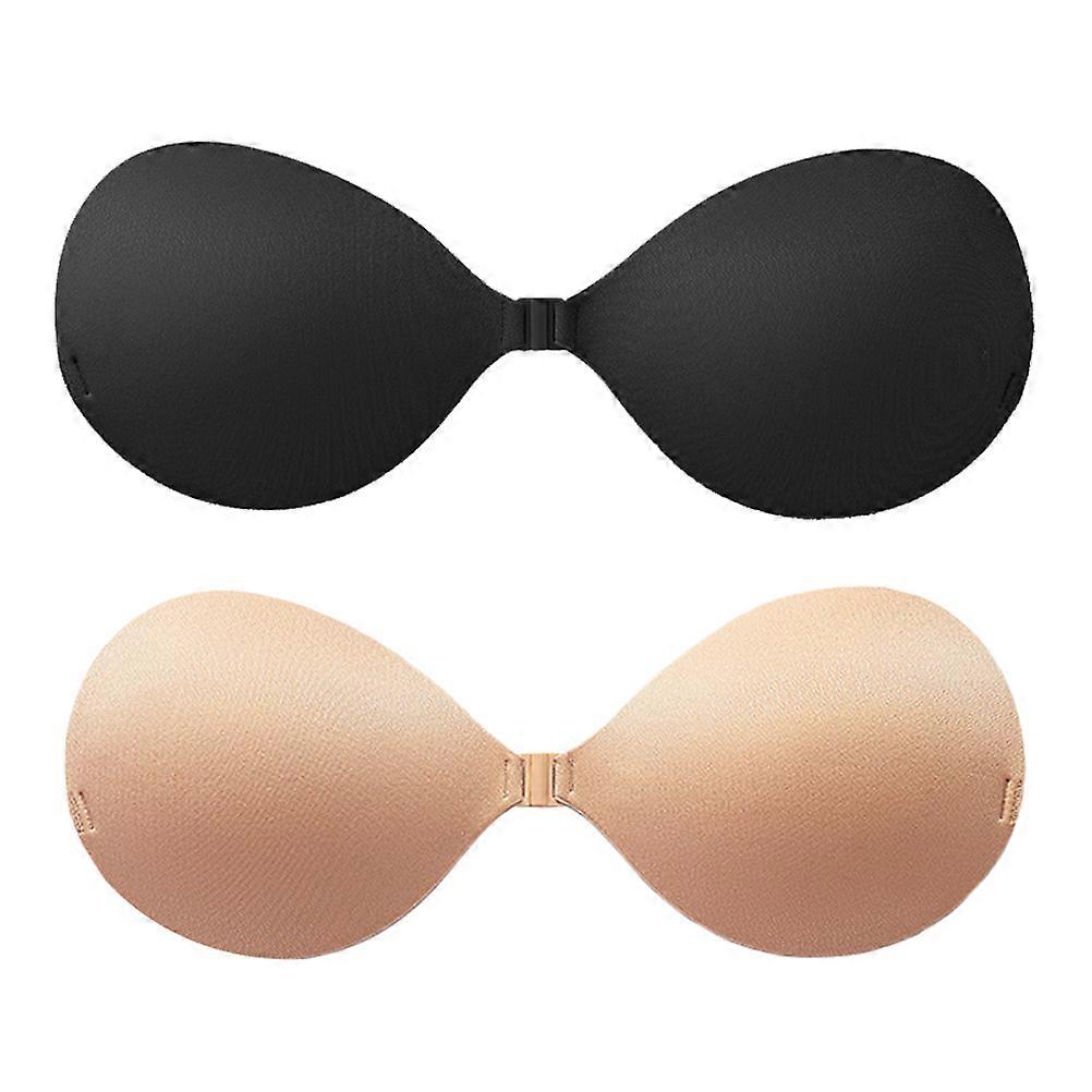 Silicone Bra for Women Assorted Color Reusable Strapless Adhesive Bra with Cloth Surface Fits Perfectly 2Pcs
