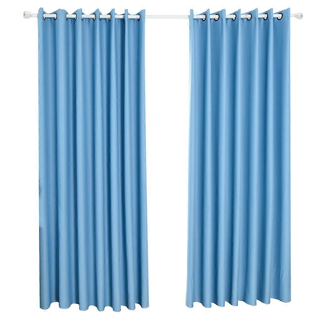 Nordic Style Thermal Blackout Curtains For Home Interiors Blue Textured Pair Size 100 X 130 Cm Room Decoration 1Pcs