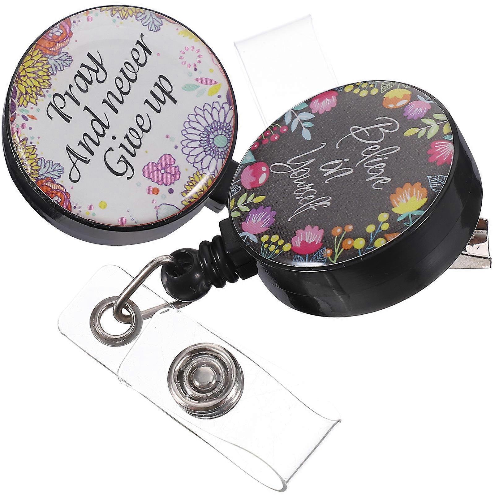 Retractable Badge Holders Reel 2Pcs For Outdoor Activities Daily Use Assorted Color Practical Design With Material