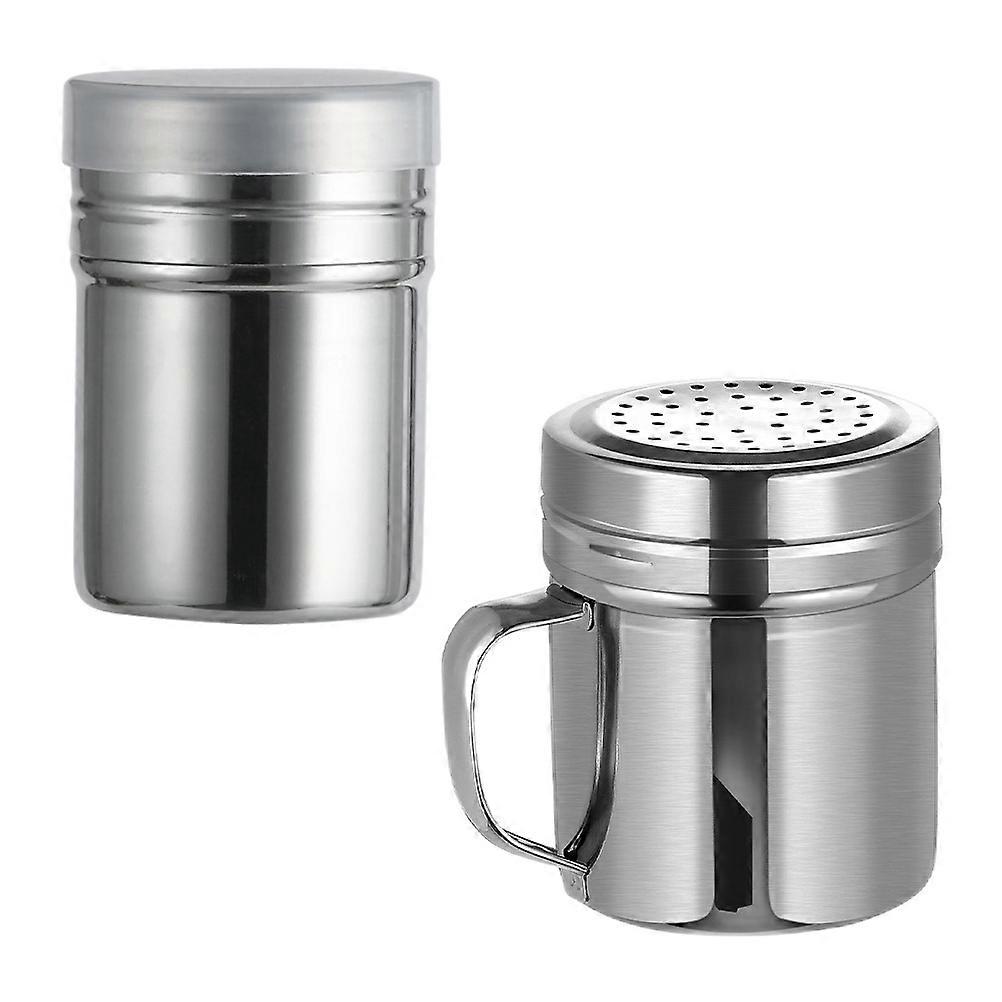 Round Seasoning Storage Jars 2Pack Stainless Steel Ideal For Coffee Powder Dispensing In Kitchen And Cafe Environment