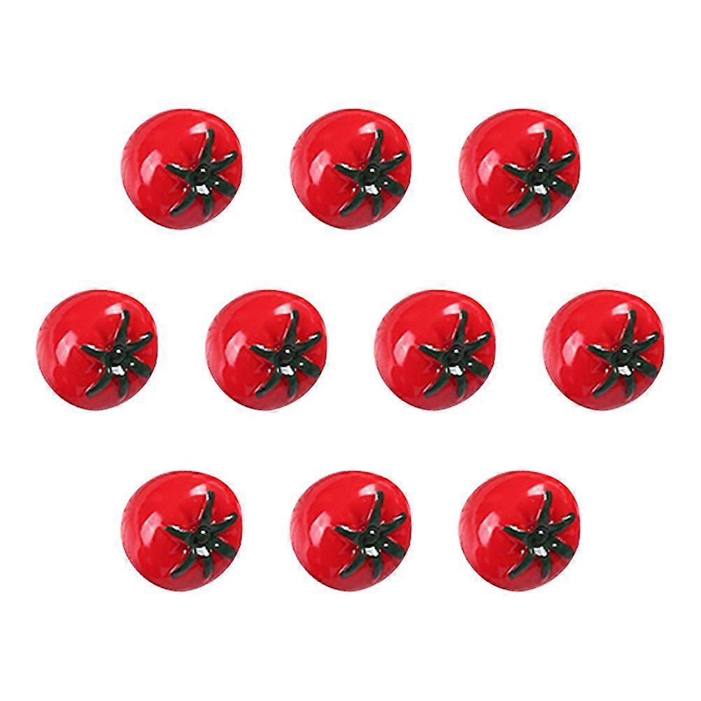 10pcs Resin Simulation Tomato Mini Cherry Tomatoes Models Doll House Adornment