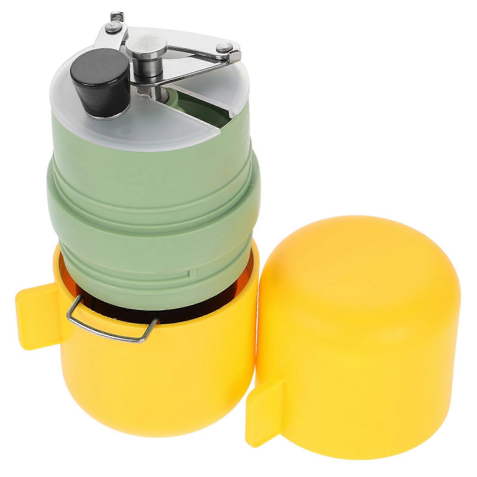 Portable Coffee Grinder For Camping And Travel Use With Compact Design And Integrated Functionality In Yellow Color 1Set