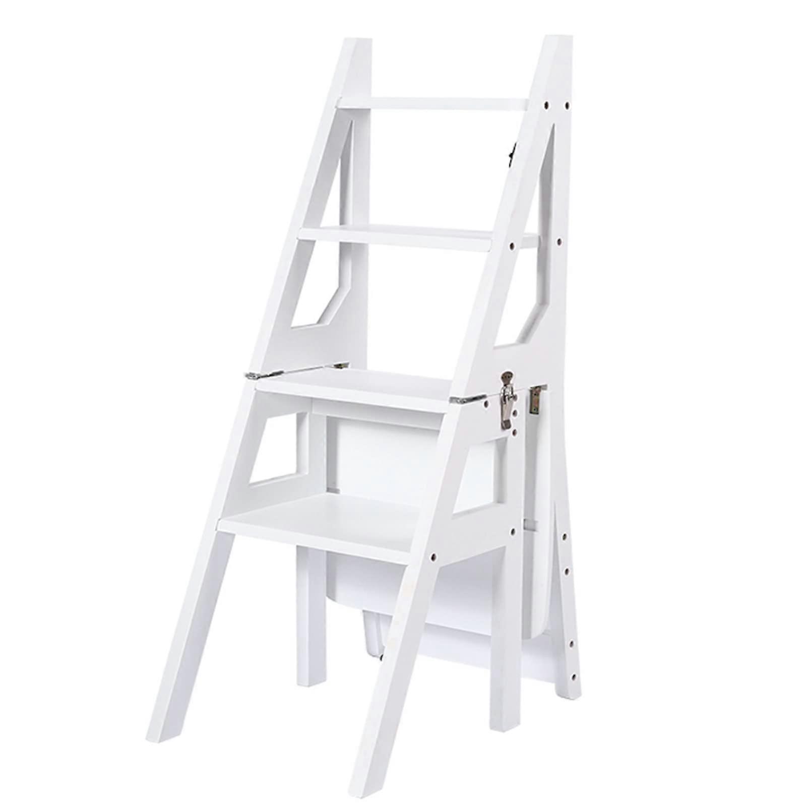 Foldable wooden library ladder, 4step stool, dualpurpose, collapsible design, durable solid construction 35x47x90CM