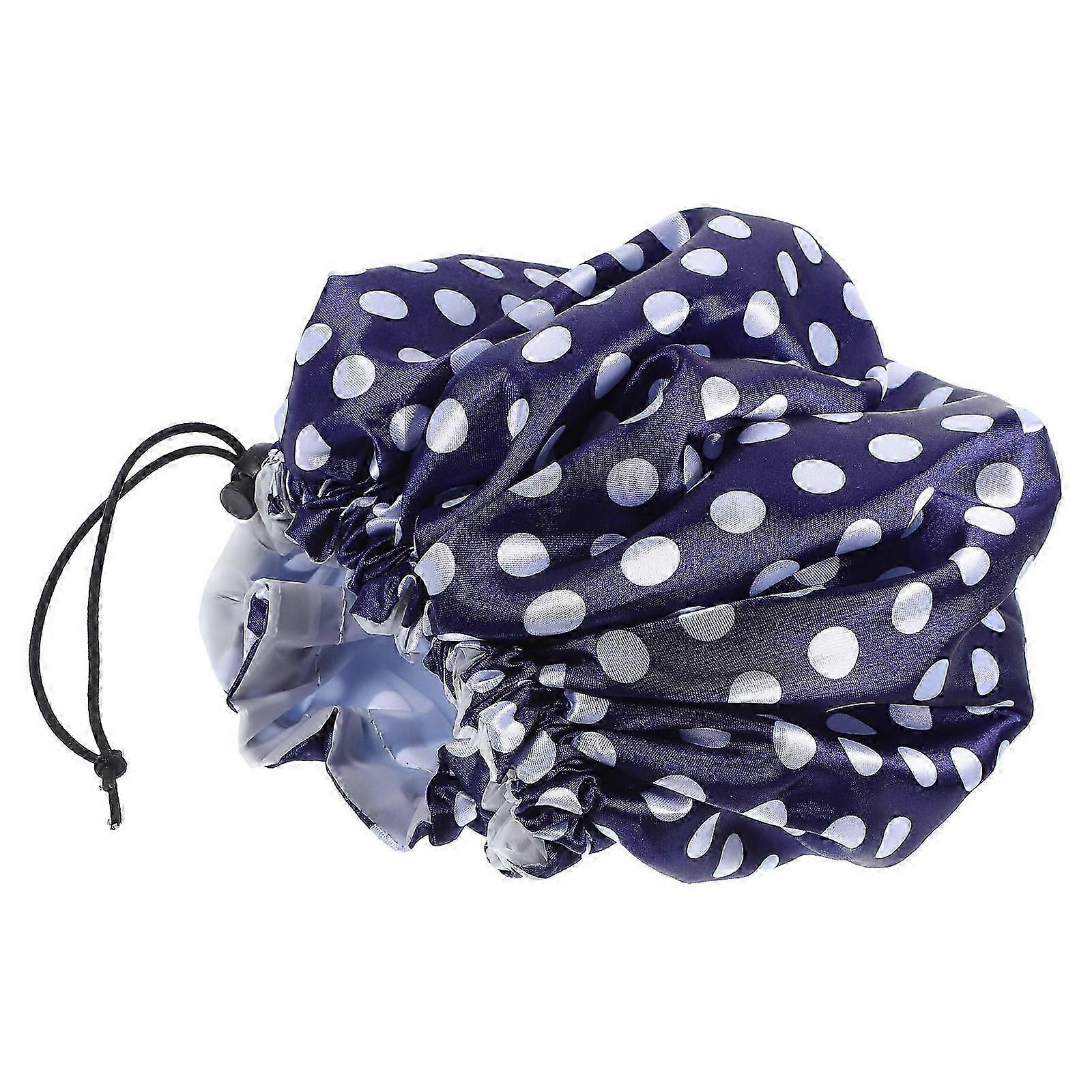 Reusable Shower Cap for Women Bathing Hat Dot Pattern Waterproof Adjustable Size 1Pack