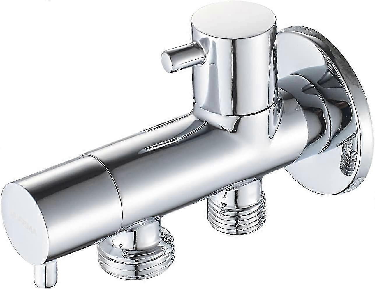 Válvula de cierre reguladora con manija para ducha de mano con inodoro, válvula de cierre con dos salidas (20 mm, agua fría), cromada
