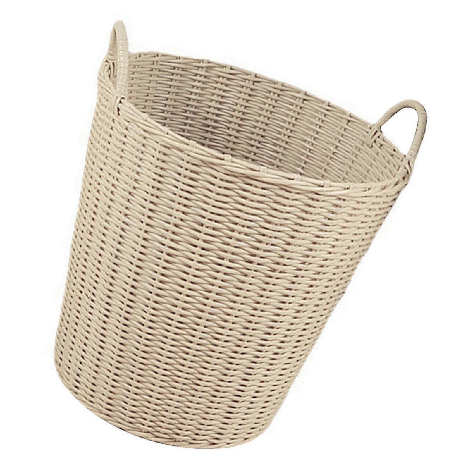 2 Pcs Beige Portable Laundry Basket Rectangular Shape Household Storage For Small Spaces Plastic Container
