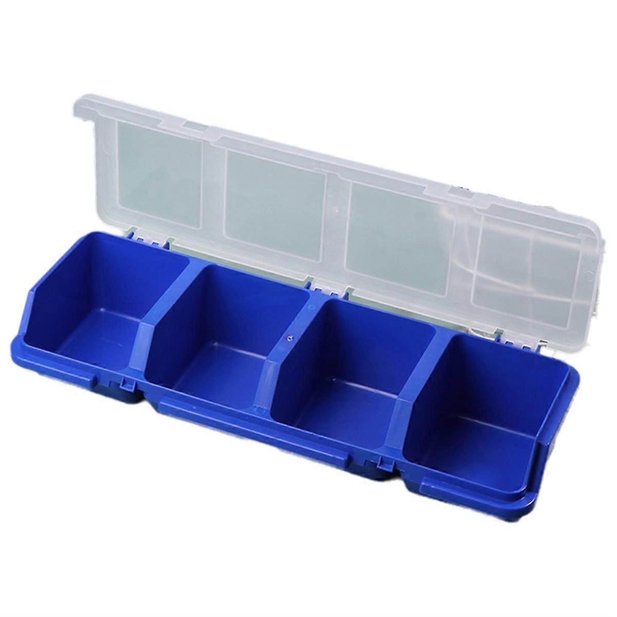 Parts Storage Box Plastic Screw Organizer Box with 4 Compartment Tool Part Container Bin with Lid Display Storage Case A