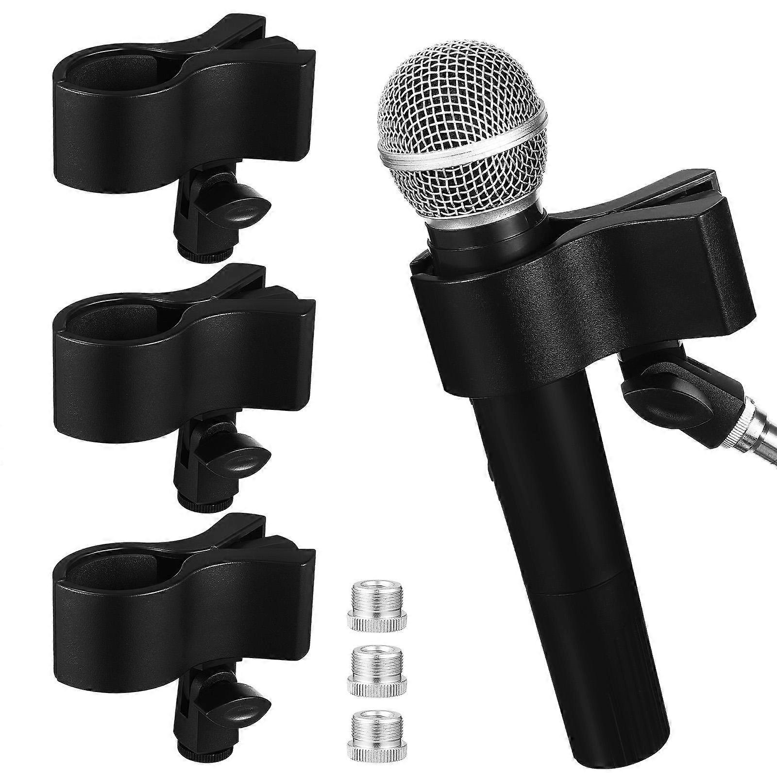 3pcs Adjustable Mic Clip Holders Elastic Microphone Holder Clamp for Broadcasting, Recording Studios & Conferences Compatible with Various