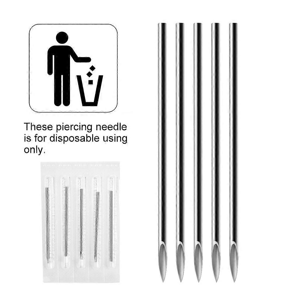 100PCS 18G Sterile Disposable Piercing Needles Silver 2 Inch