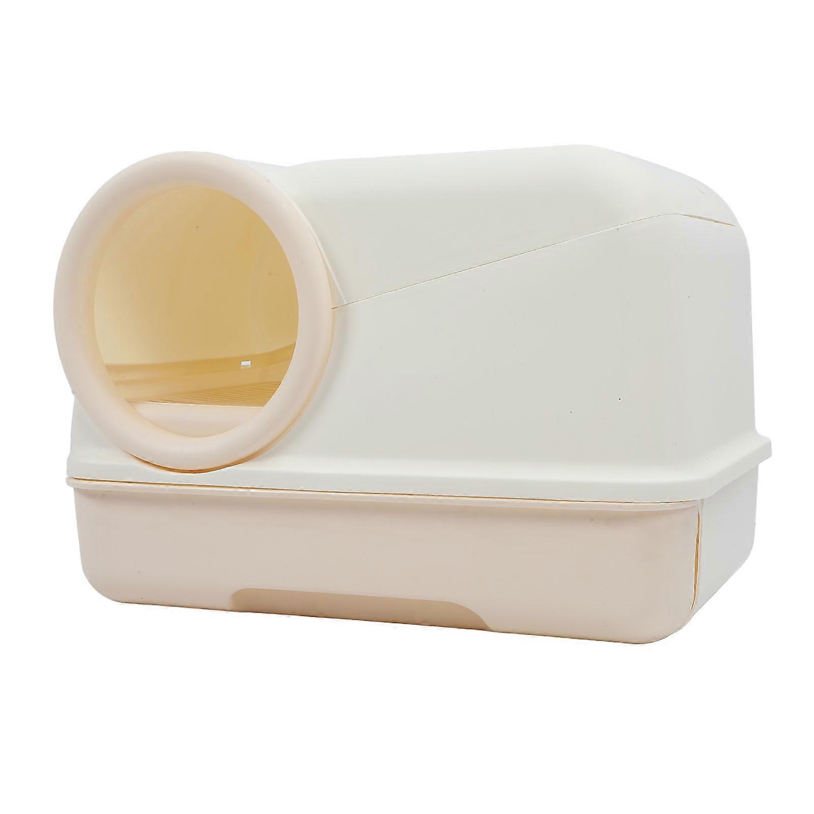 Spill-Proof Enclosed Cat Litter Box for Large Cats, Plastic