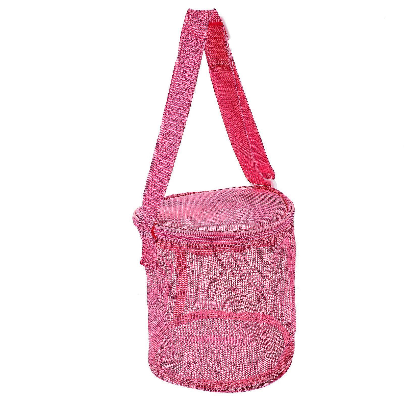 Rosy PVC Mesh Beach Toy Bag for Kids with Large Diameter Easy Access Foldable Storage 12.5x8.5 Inches