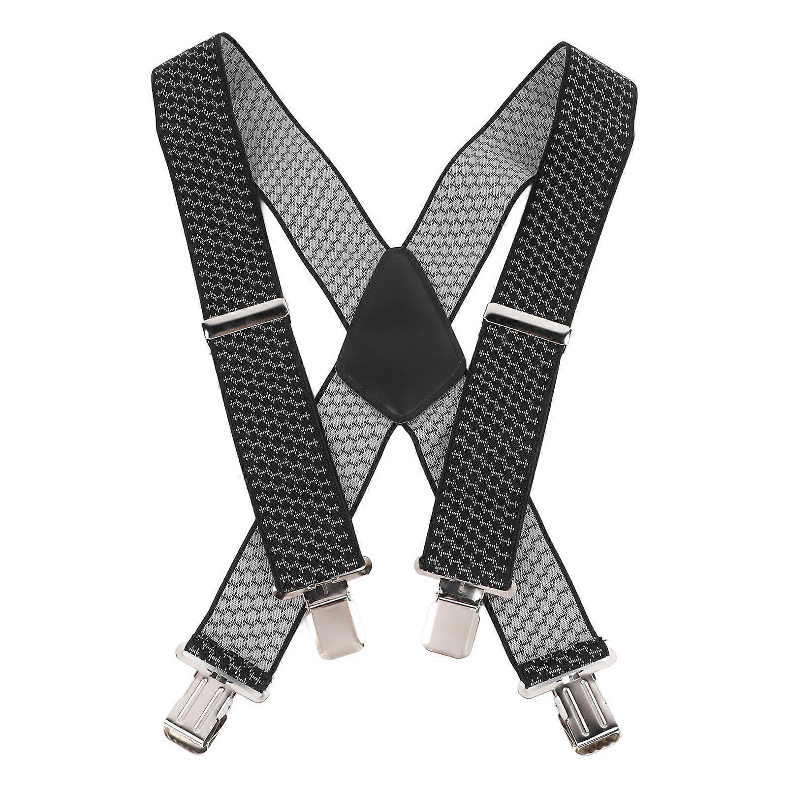 Men Suspenders Simple Style X Back 2in Wide Thickened Stretchable Men Dress Suspenders for Business Wedding Party