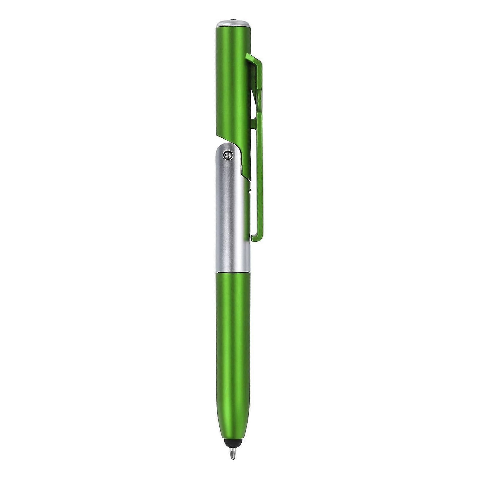 Multifunction Stylus Pen Capacitive Touch Screen Ballpoint Pens With LED Light Foldable Phone Holder Stand Green
