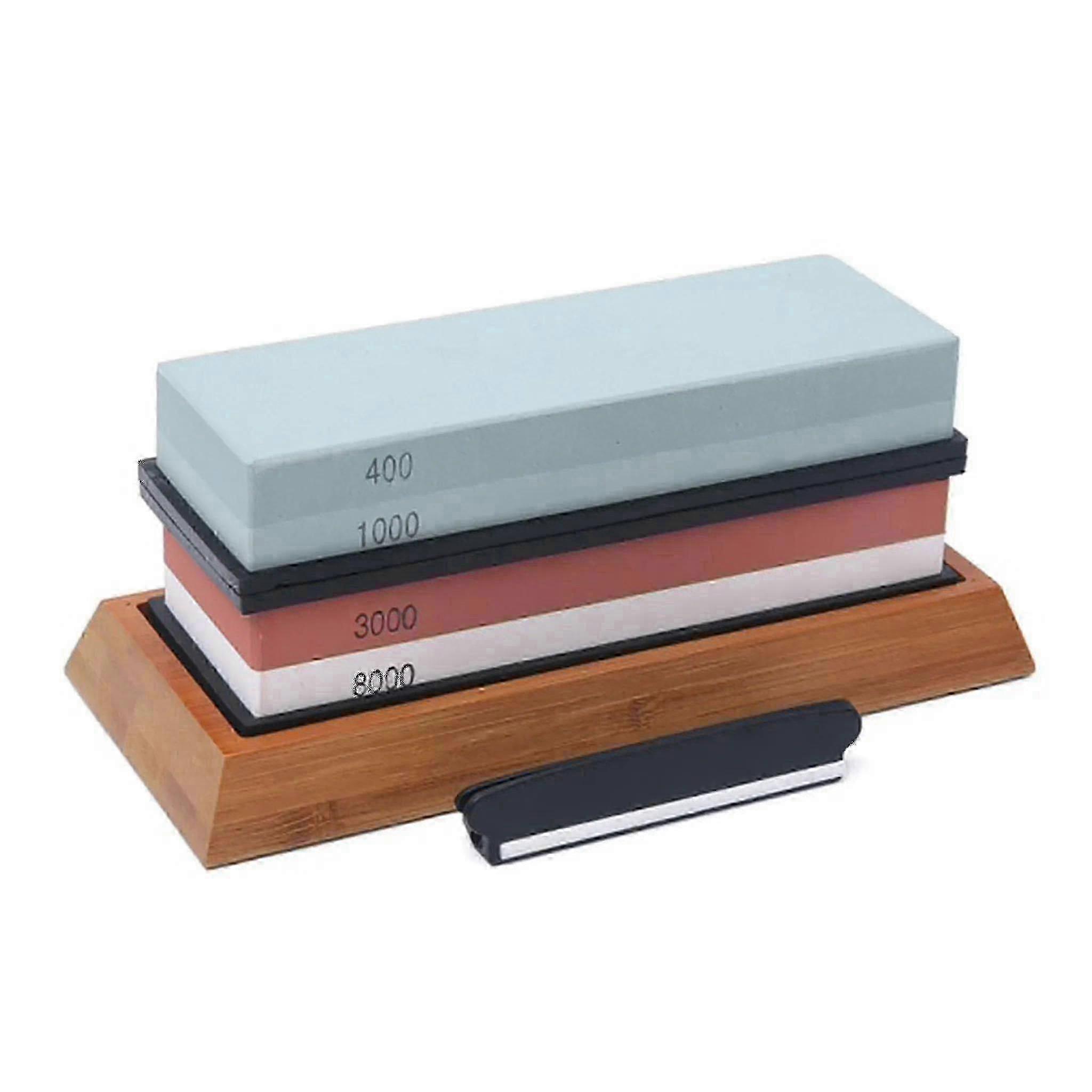 400/1000 3000/8000 Grit Premium Sharpening Stone Set - Ideal Blade Sharpener for Knives, Tools & All Blades