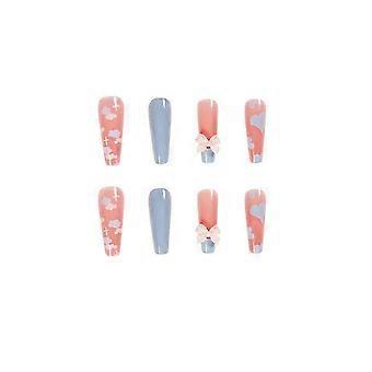 False Nail Tips Fake Artificial Art Diy Finger Cover Blue Pink Series Ice Transparent Finished Product