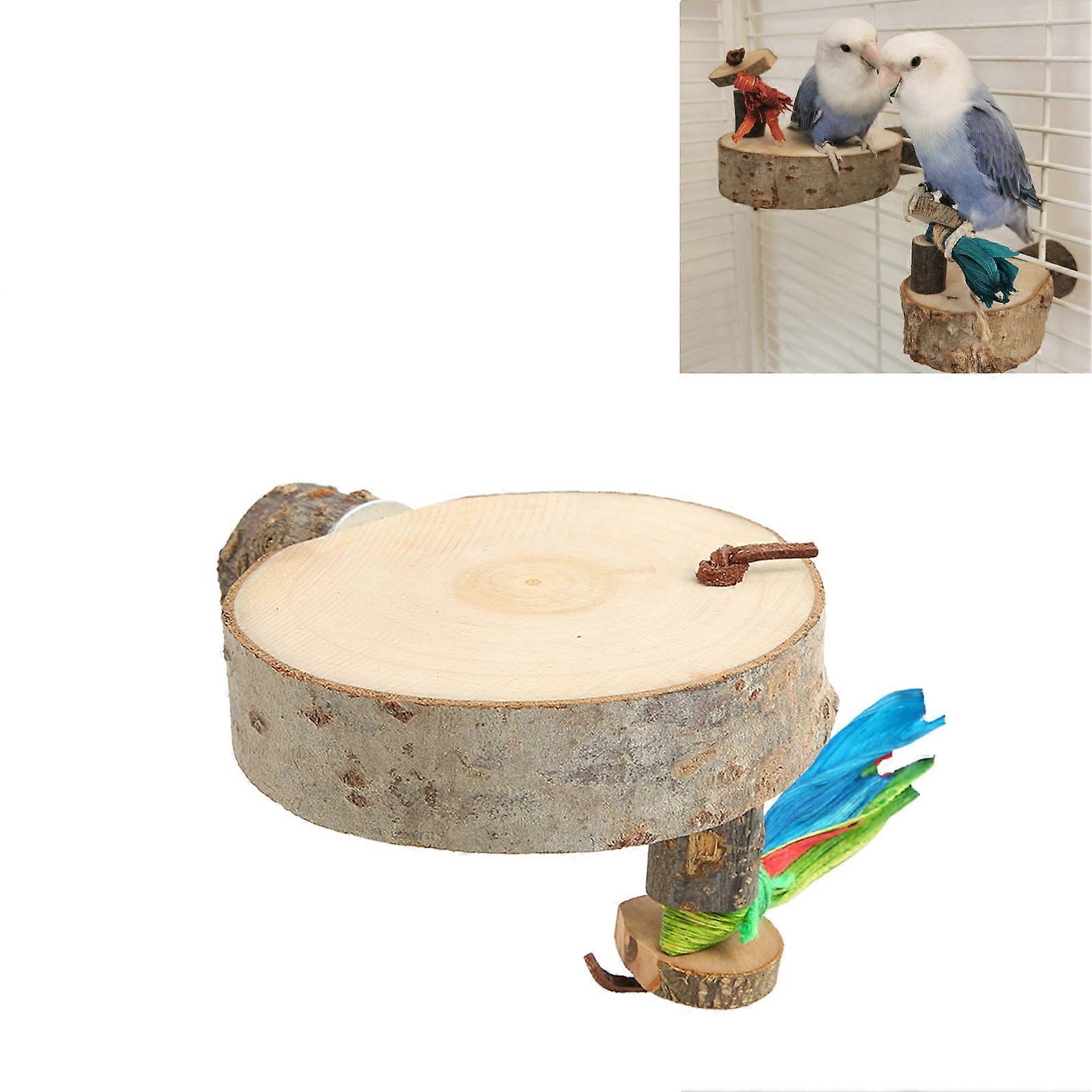 Bird Round Wooden Stand Platform Thick Sturdy Perch for Parrots